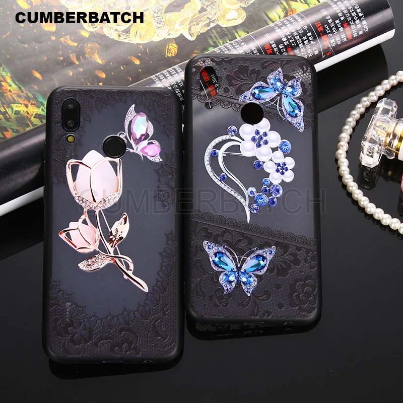 

Case on Honor 7A Pro 7C 3D Diamond Lace Floral Cover For Huawei mate 20 lite p20 pro nova 3i 3 y5 y6 y9 2018 p smart plus Coque