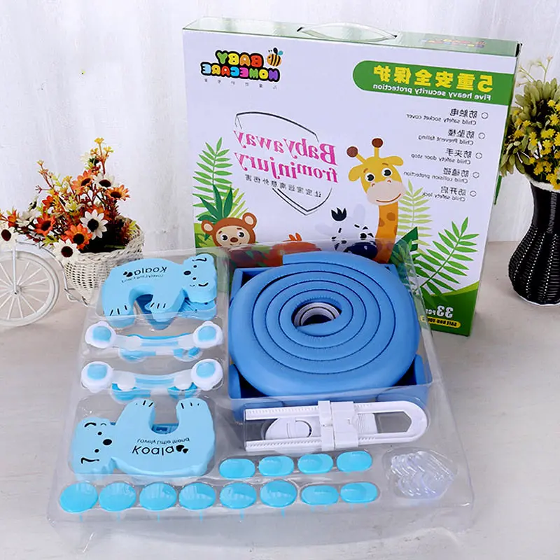 

Bumper Strip Anti-collision Edge Corner Anti-touch Plug Drawer Lock Children Security Protection Baby Security Set 33pcs Gift