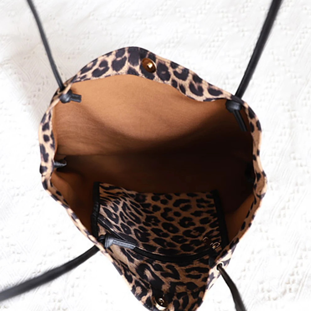 Сумка-тоут на плечо с леопардовым принтом, винтажная модная простая Холщовая Сумка через плечо, большая сумка для хранения, ручная сумка для женщин