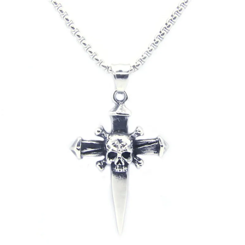 

Support Dorpship New Damn Skull Sword Pendant 316L Stainless Steel Fashion Jewelry Evil Skull Cool Pendant