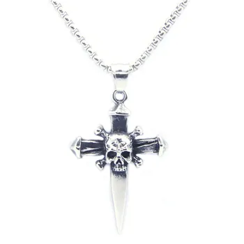 

Support Dorpship New Damn Skull Sword Pendant 316L Stainless Steel Fashion Jewelry Evil Skull Cool Pendant