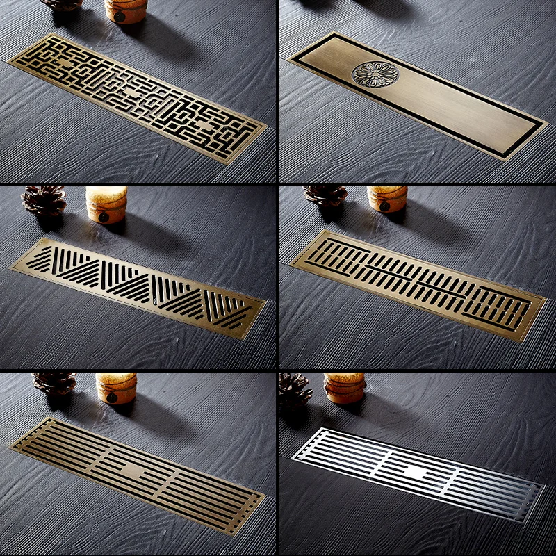 مصرف أرضي نحاسي عتيق مقاس 8*30 سم، بتصميم فني منحو...