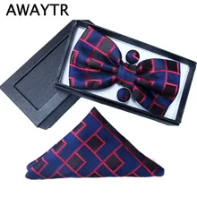 AWAYTR Формальные ШИРОКИЕ МУЖСКИЕ грават Пейсли Цветочный шейный платок носовые платки запонки Hombre галстуки-бабочки мужской Подарочная коробка аксессуары
