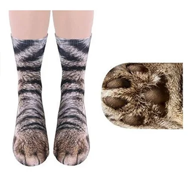 Unisex Adult Cute Cat Kitty Paw Socks, Animal Paw 3D Simulation Print Crew Socks, 1 Pairs (cat)03_1
