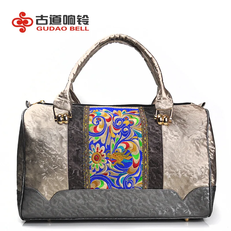 Big Stock national embroidery women's handbags new pu leather totes fashion wholesale and retail cute charm women free shipping