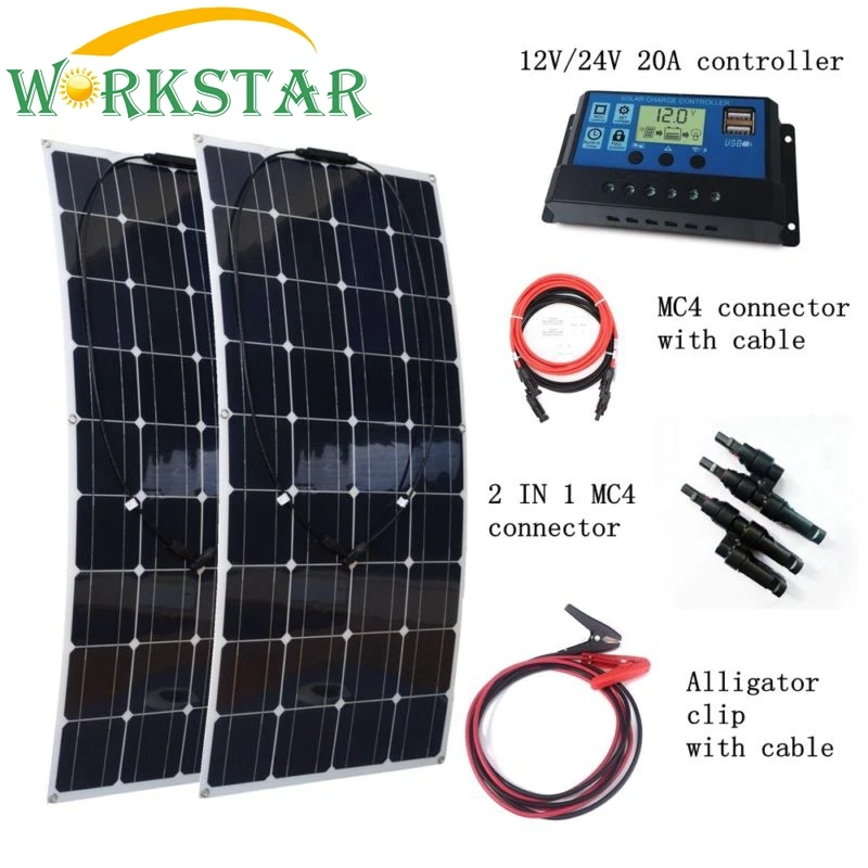 Us 19941 31 Off2pcs 100w Solar Panels With 20a Solar Controller With Quick Connection Cables 200w House Use Solar Power System In Solar Cells From