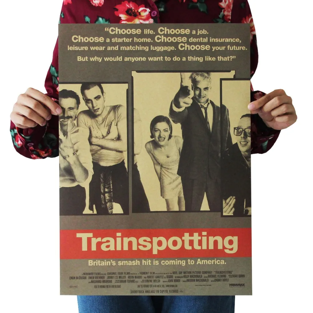 Trainspotting / Ewan McGregor/Классическая пленка для фильмов/Настенные Стикеры из
