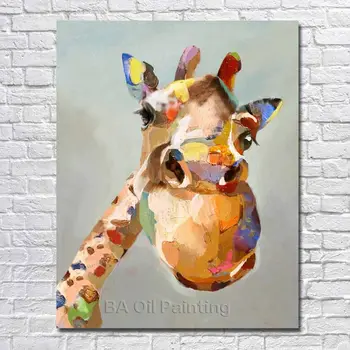 

Hand Painted Abstract Little Deer Oil Painting Animal Pictures On Canvas Modern Home Decorative for Living Room no Framed Art