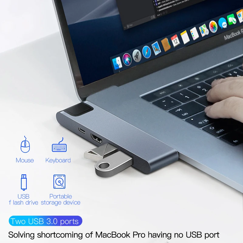 Baseus USB HUB C HUB to Multi USB 3.0 HDMI Adapter USB Splitter for MacBook Pro Thunderbolt 3 Dock