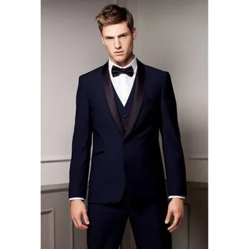 

Men's fashion quality suit three-piece suit (jacket + pants + vest) wedding groom dress men's business office formal suit