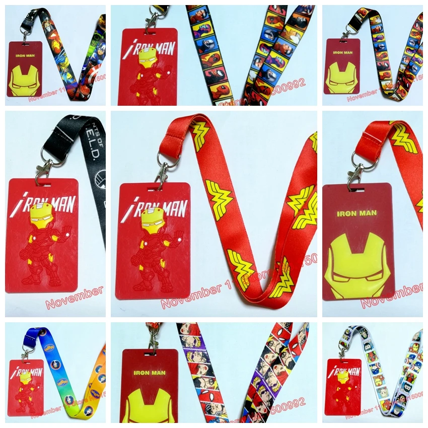 New 1Pcs cartoon Iron man Lanyard ID Badge Holder Key Neck Strap kids gifts QW-737 | Украшения и аксессуары