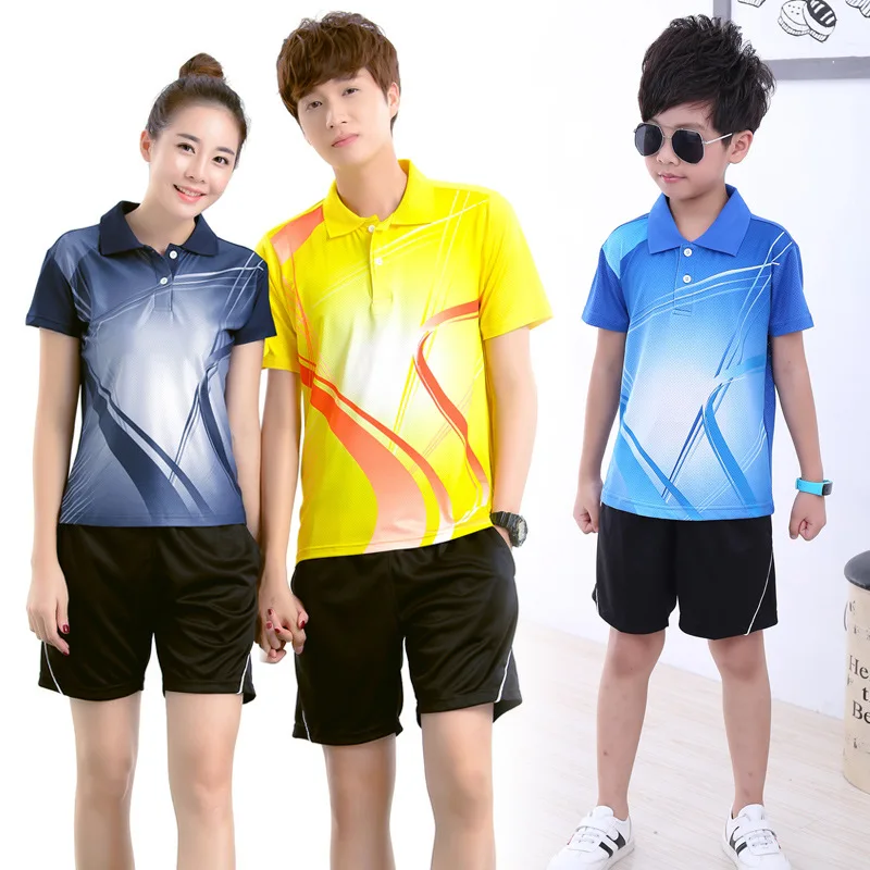 

Badminton Jersey suits men/women short sleeve lapel children's table tennis Jersey shirt competition training t shirt clothes