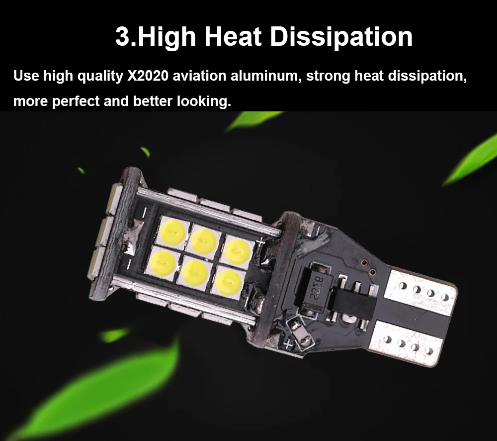 2PCS W16W T15 Led 1156 Ba15s P21w 1157 Bay15d Bulbs T20 7440 7443 W21W Car Reverse Lamp 24 Smd 3030 Auto Backup Light 12V 24V (9)