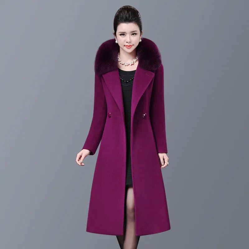 

Fur Collar Woolen Winter Coats Warm Wool Coat and Jacket Elegant Ladies Coats