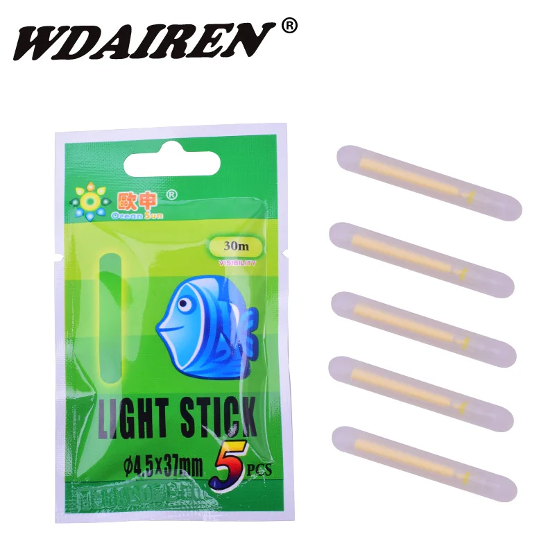 20 قطع ليلة الصيد مضيئة تعويم ضوء الفلورسنت عصا قضيب متعددة اللون أضواء الظلام توهج عصا الصيد أدوات حجم 4.5*37 ملليمتر