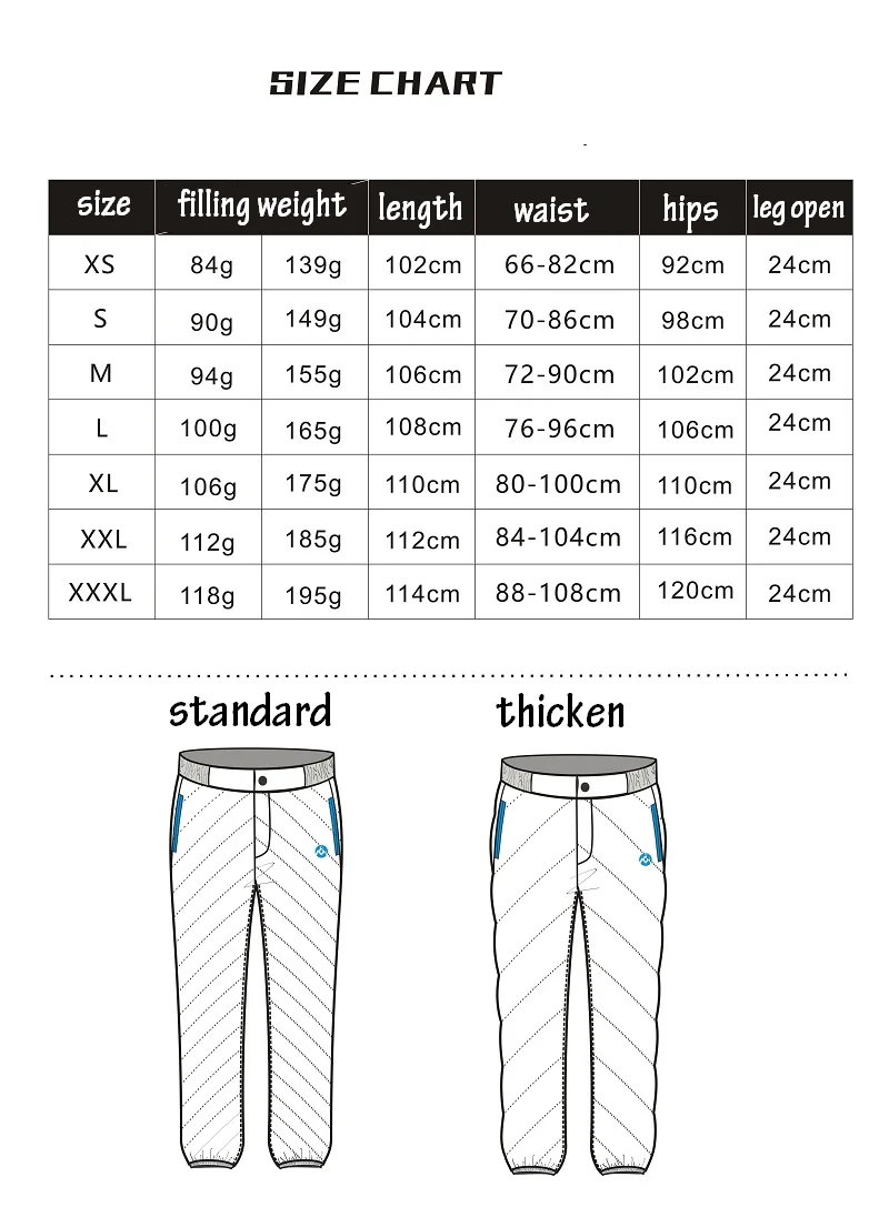 AEGISMAX Unisex 95% White Goose Down Pants Outdoor Climbing Waterproof Warm Pants Camping Goose Down Trousers 800FP gray black