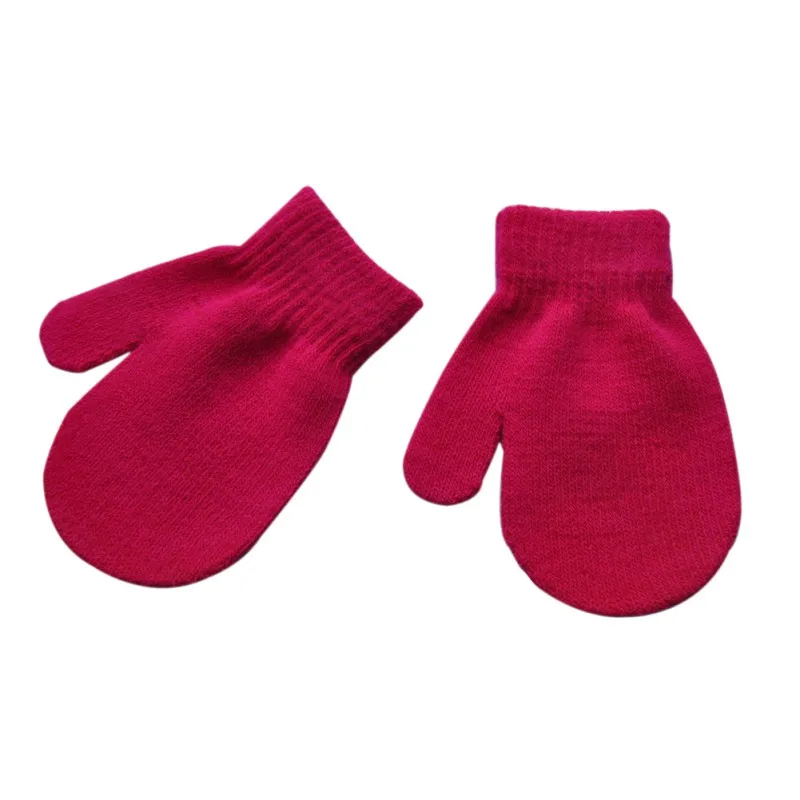 Новинка; детские вязаные перчатки детские волшебные перчатки для детей Детские эластичные вязаные зимние теплые j2 - Цвет: ROSE  RED