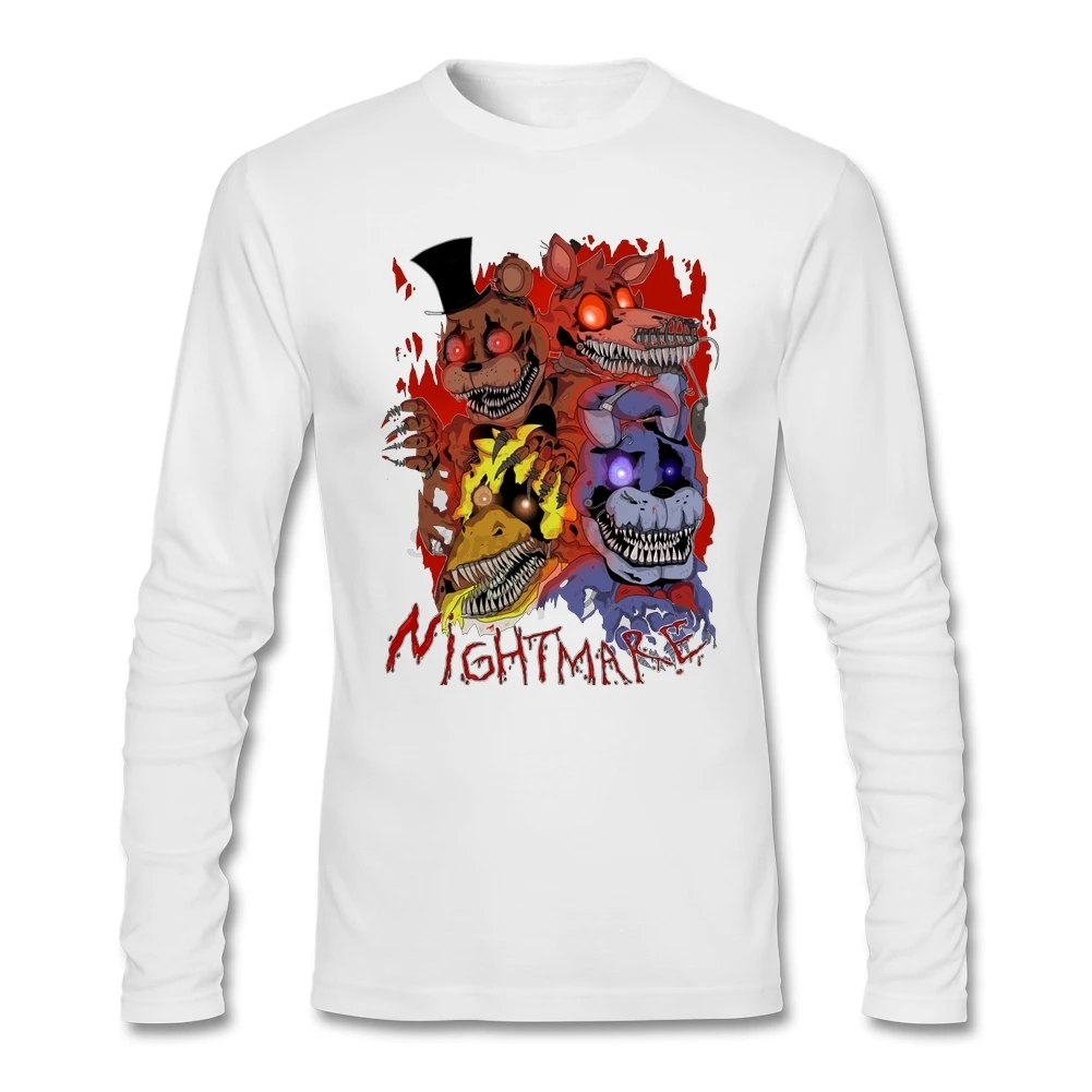 Футболка Fnaf World мужская с длинным рукавом 100% хлопок круглым вырезом|t shirt long|fashion t