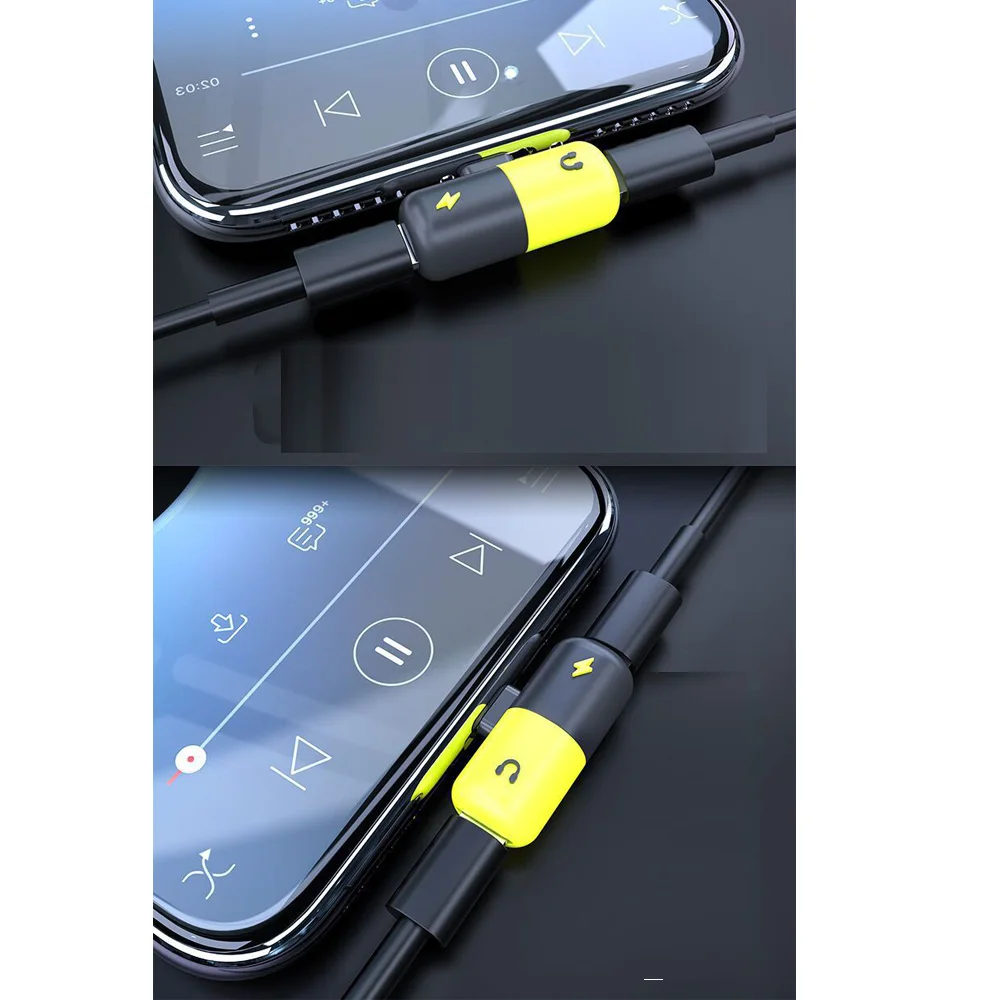 

2 in 1 Adapter For iphone 7 8 plus X 10 For lightning to Double Splitter Jacks Audio Charging Adapter Cable Earphone Adapter