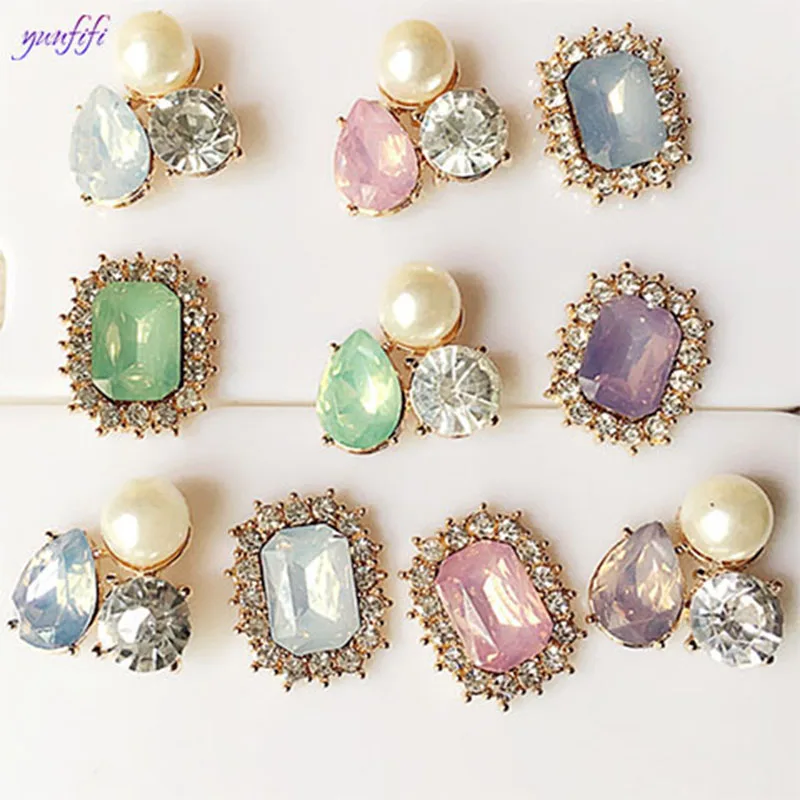 

1pcs Resin Opal Rhinestone Buttons DIY Diamond Button Invitation gail hair bowknot Flower Accessory Mobile phone case decoration