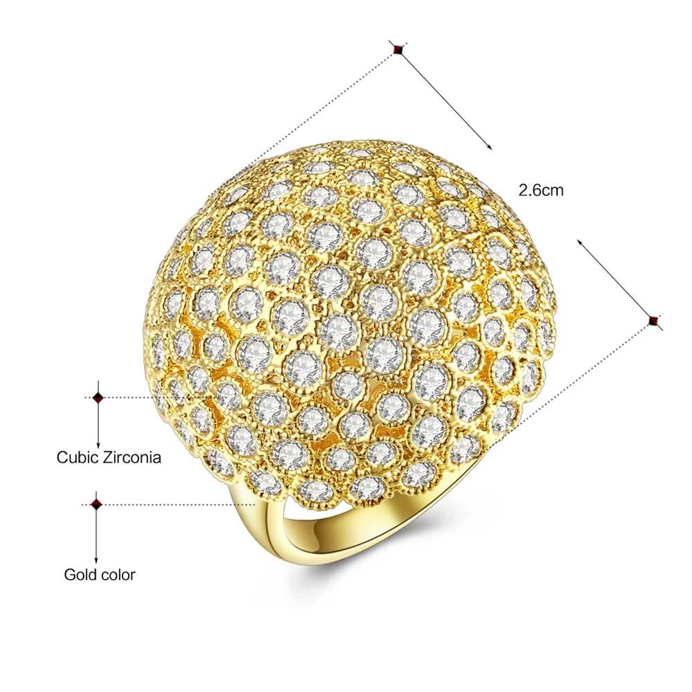 DreamCarnival 1989 Fashion Dome Shape Deluxe Jewelry Wedding Cocktail Parties Women Luxury Bride Big Party Ring YR6823