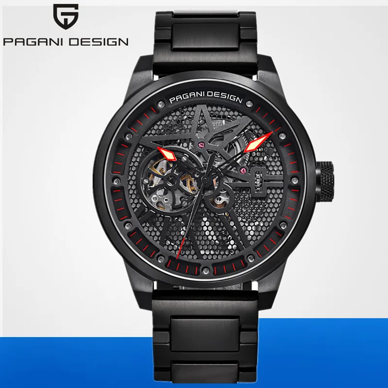 

PAGANI DESIGN Fashion Stainless Steel Men Watch Skeleton Automatic Self-Wind Mechanical Wristwatches Business Clock dropshipping