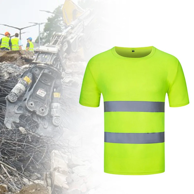 Летняя высокая видимость наружная защитная Рабочая Рубашка дышащая рабочая одежда безопасная отражающая футболка Защитная Рубашка