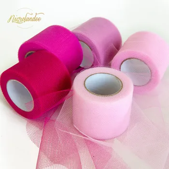 

NICROLANDEE 5pcs/set Pink Gradient Tulle Rolls 25 Yards DIY Skirt Wedding Valentine's Day Baby Girl Decor Decoration Party DIY