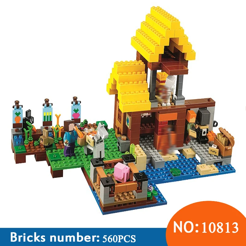 

560pcs 10813 my worlds the Farm Cottage house Building Blocks Educational Bricks Toy Boy Gift for Children Compatible 21144