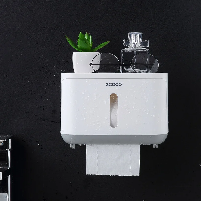 Toilet Paper Holder Bathroom Kitchen Waterproof Wall Mounted Tissue Box Phone Storage Box Organizer Not Dril Dropshipping
