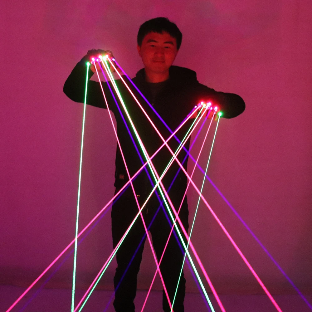 

RGB LED Laser Gloves With 7pcs Laser 2pcs Green +3PCS Red +2PCS Violet Stage Gloves For LED luminous Costumes Show