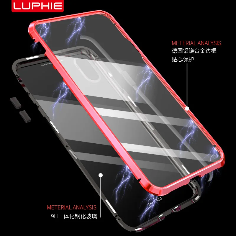 

Magnetic Case for iPhone XR XS MAX X 8 Plus 7 + Metal Tempered Glass Back Magnet Cases Cover For Samsung Galaxy S10 S9 S8 Case