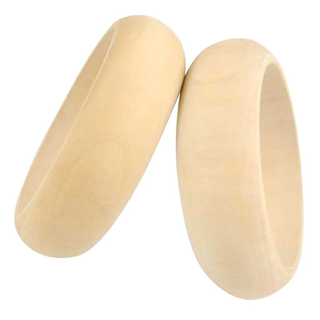 2x Blank Wooden Bracelet Bangle for Women Unfinished Wood Handmade Crafts