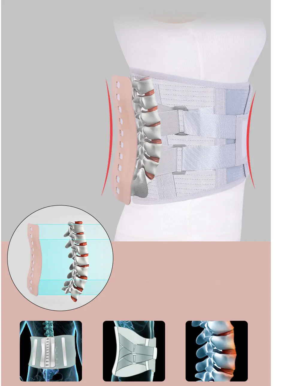 Orthopedic Tourmaline Self-heating Magnetic Steel Bone Waist Widen Belt Men Women Lumbar Support Back Brace Belt With 3pcs Pad