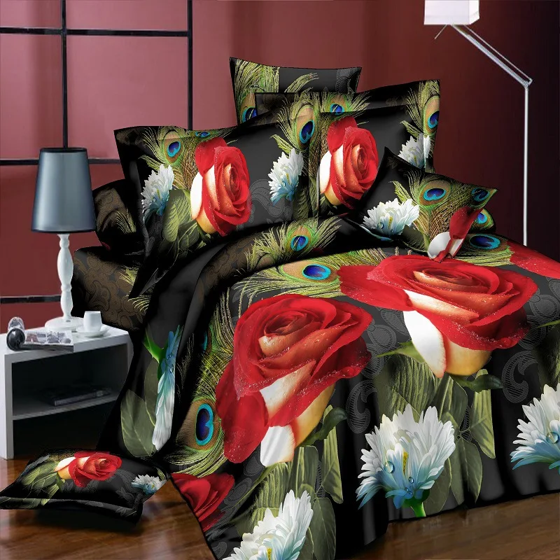 Домашний текстиль постельное белье 3D цветы розы Сирень пасторальный стиль 4 шт. пододеяльник наборы мягкий полиэстер постельное белье плоский простыня