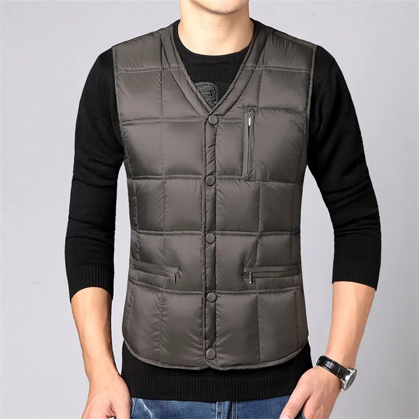 

Sanishroly Winter Warm White Duck Down Vest Coat Men's Down Vests Jacket Male Sleeveless Waistcoat Short Outwear Plus Size SE338