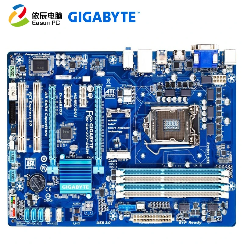 

GIGABYTE GA-Z77-DS3H desktop computer motherboard LGA1155 DDR3 i3 i5 i7 ATX