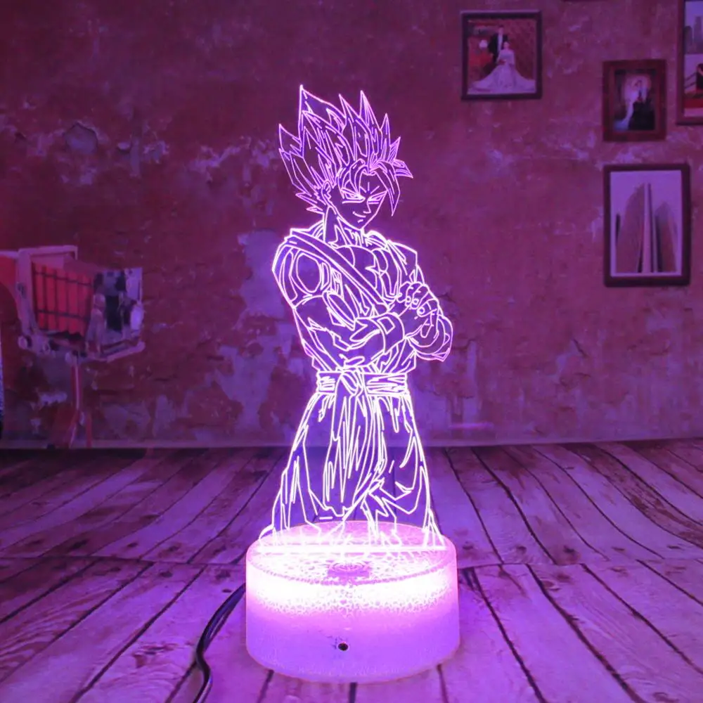 Dragon Ball Z Super Saiyan God Goku экшн фигурки 3D настольная лампа 7 цветов меняющая