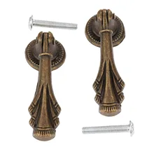 2Pcs 19x60mm Antique Furniture Wood Box Handle Drawer Cabinet Handle and Knob Kitchen Wardrobe Door Pull Handle Knobs Zinc Alloy new high quality european classic crystal zinc alloy antique bronze cabinets handle pull handle knob