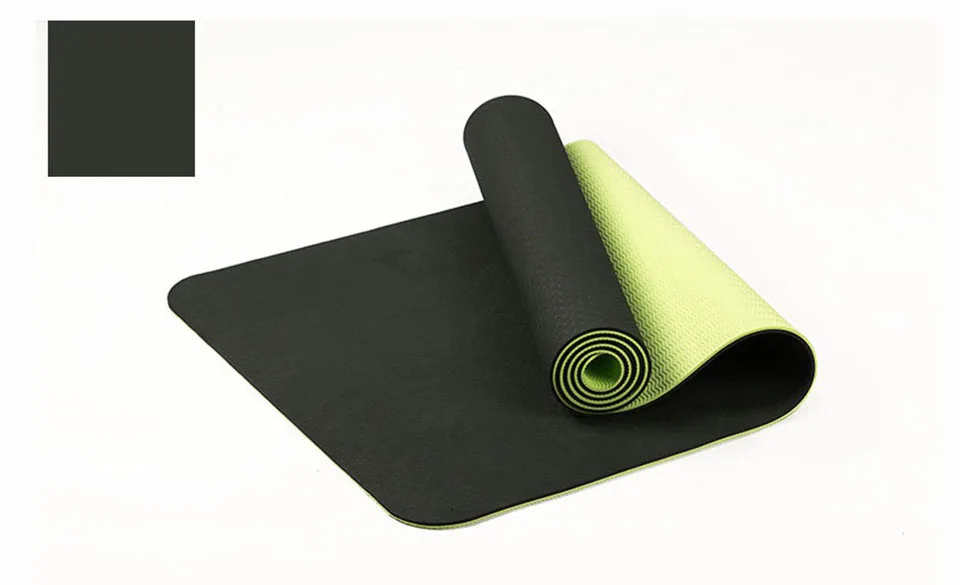 6 мм двойной цвет 183 см X 61 см TPE Нескользящие коврики для йоги для фитнеса безвкусный бренд Пилатес 8 цветов тренажерные коврики с бесплатной сумкой - Цвет: Черный