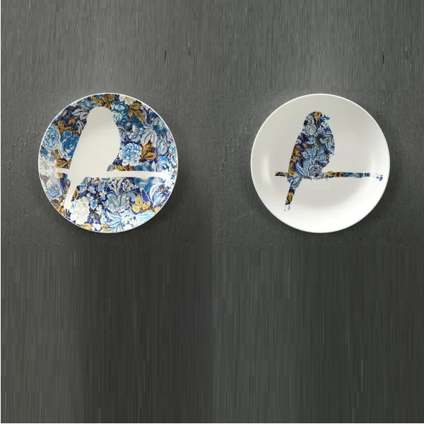  Creative Lovely Bird Ceramic Decorative Plate Living Room Office Bedroom Wall Hanging Plates - 32865375313