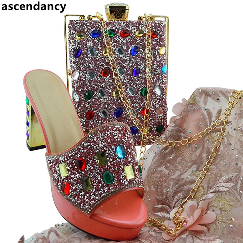 

Latest Italian Ladies Shoes and Bags To Match Set Nigeria Wedding Shoes and Bags African Wedding Shoes with Bag Set African Shoe