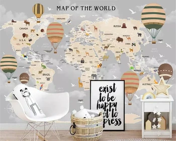 

beibehang wallpapers for living room Wall sticker custom cartoon world map kids room wallpaper background papel de parede 3d