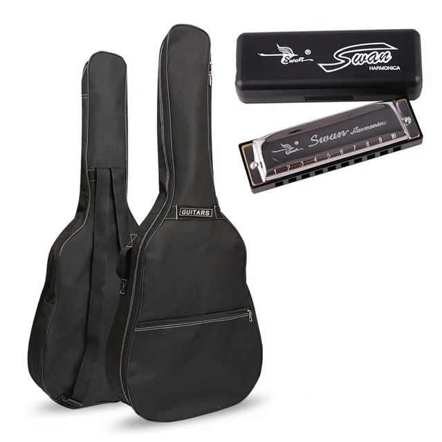 Us 3 19 20 Off Double Straps No Pad Guitar Gig Bag Cover Soft Case For 40 41 Acoustic Free Harmonica Gift In Parts Accessories