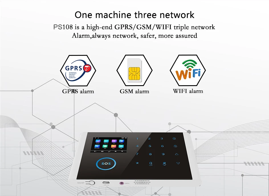 Wifi GSM домашняя охранная сигнализация GPRS сенсорная клавиатура Английский Русский Испанский немецкий Португальский французский корейский Android IOS APP