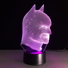 7 color changing 3D Illusion led Table Lamp LED Night Light with double face shape with batman shape table light lamp IY803378
