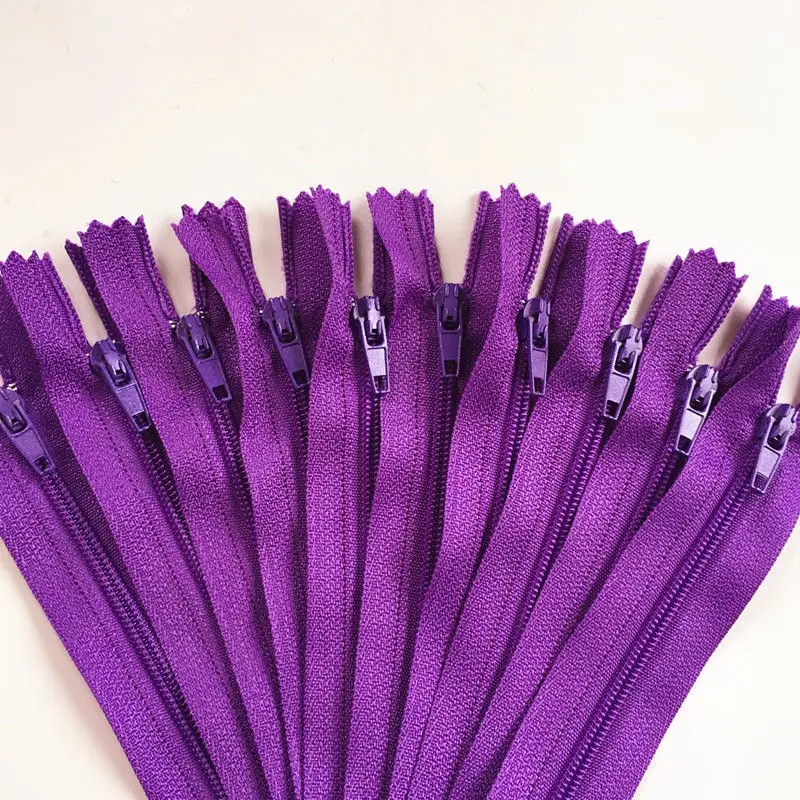 Лидер продаж 10 шт. Разноцветные длинные невидимые сумки портной канализационные молнии закрытый конец портной одеяло Crafter нейлоновая Катушка 8 дюймов ремесло DIY молния - Цвет: Purple