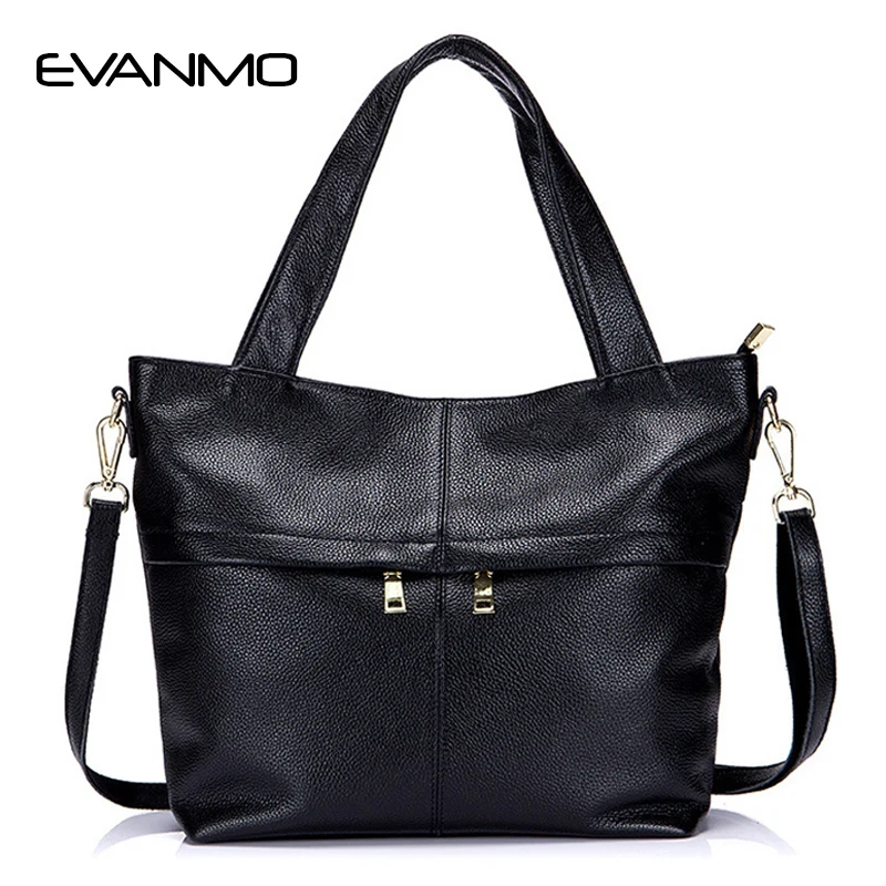 

Tote Bags Female Handbags First Layer of Leather Europe and America Simple Style 2018 Autumn&winter Shoulder Bag Big Leather Bag