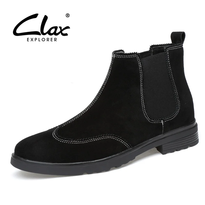 

CLAX Men's Chelsea Shoes 2018 Spring Autumn Suede Leather Boot Male Fashion Casual Ankle Boots Genuine Leather Leisure Footwear
