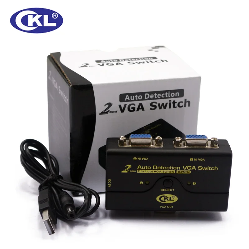 CKL 2 порта VGA коммутатор с автоматическим определением 1 монитор 2 компьютера видео коммутатор Sup порт s 2048*1536 DOS Windows Linux Mac CKL-21A